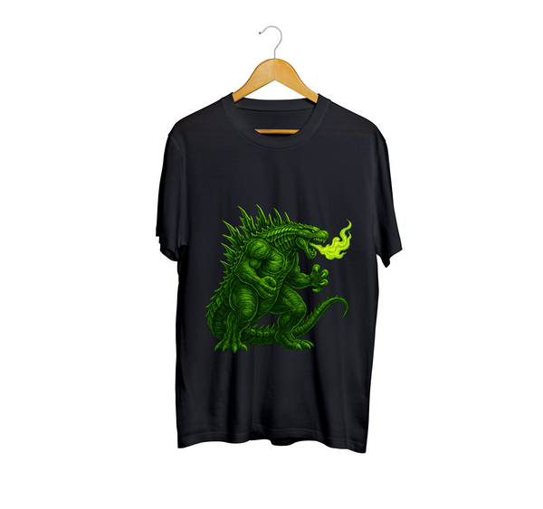 Playera Kaiju Verde – Monstruo Retro con Fuego | Diseño Urbano